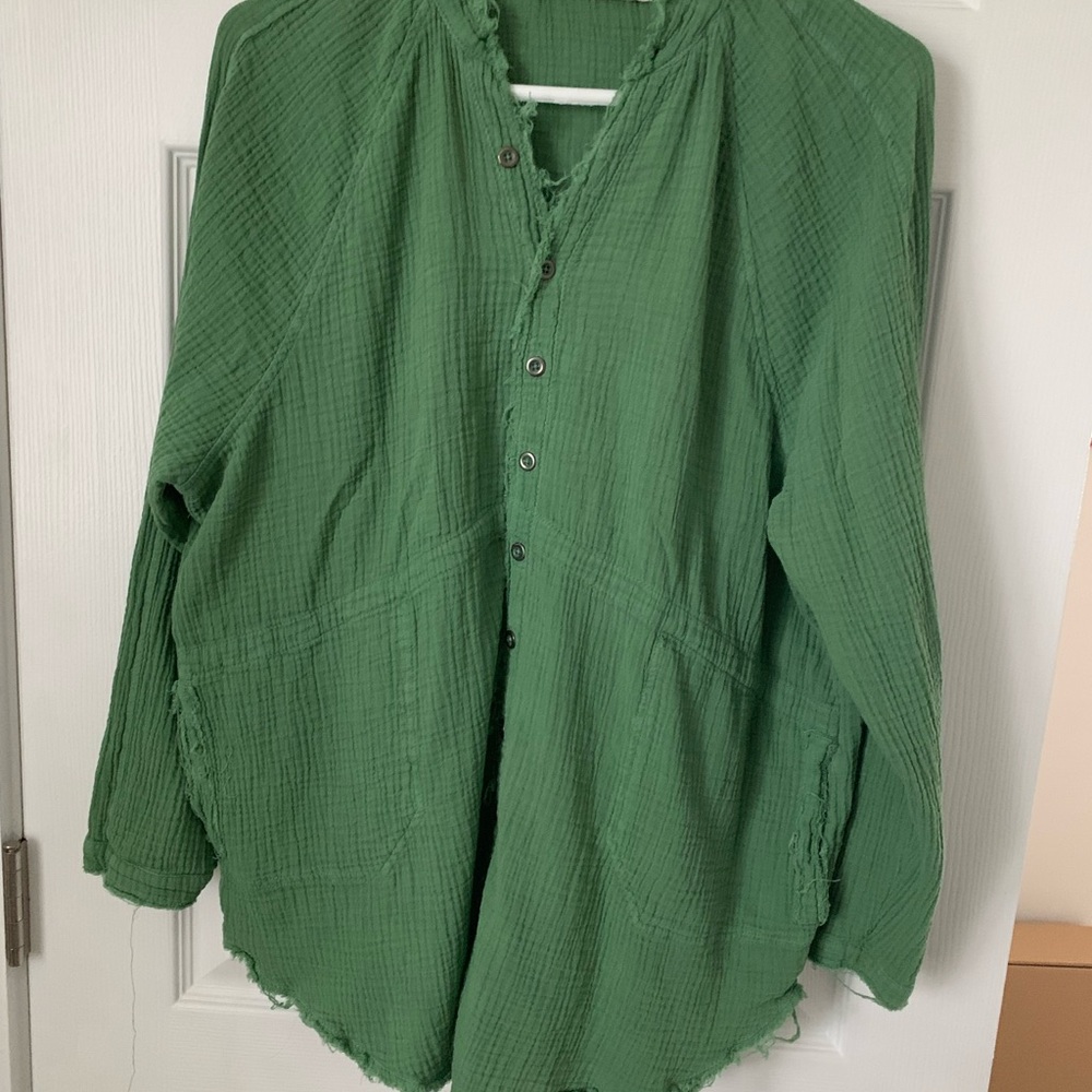 We The Free Textured Green Top